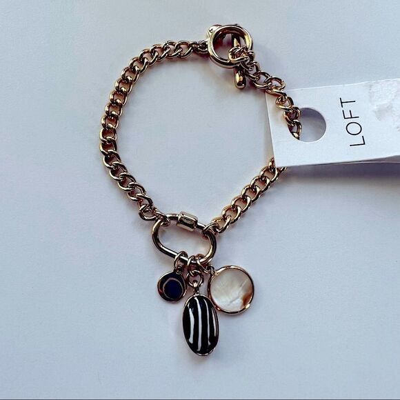 LOFT Bracelet Gold Tone Charm Accent Bracelet Toggle Closure - Picture 7 of 12